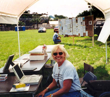Sharon Denitto at the information stand, set up at each Moving Wall site, Ft Lauderdale, Florida, April 2000
